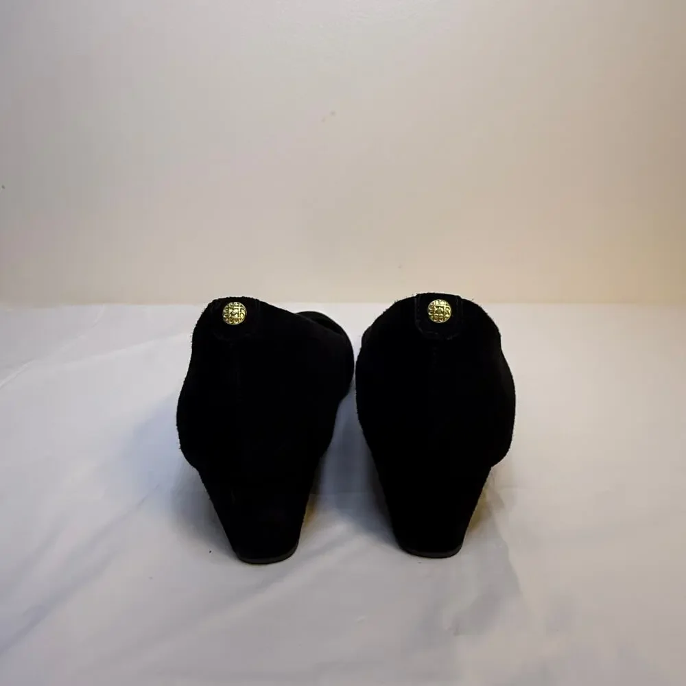 Clarks Artisan Black Suede Wedge Pumps Sz 9M - Picture 3 of 9
